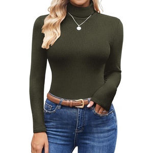 image:imageEkouaer Womens Turtleneck Shirts Ribbed Pullover Sweater Long Sleeves Tops Midweight Thermal Underwear BlouseDark Army Green