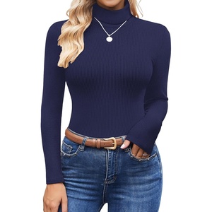 image:imageEkouaer Womens Turtleneck Shirts Ribbed Pullover Sweater Long Sleeves Tops Midweight Thermal Underwear BlouseDark Blue