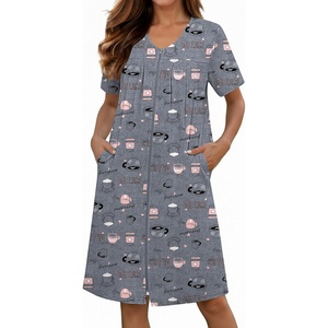 image:imageEkouaer Zipper Robes for Women Short Knit Bathrobes Lightweight Knee Length Housecoat with Pockets Nightgown S3XLGrey Coffee
