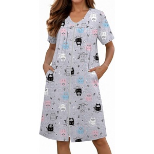 image:imageEkouaer Zipper Robes for Women Short Knit Bathrobes Lightweight Knee Length Housecoat with Pockets Nightgown S3XLGrey Owl