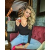 image:imageEkouaer 3 Pack Long Sleeve Shirts for Women Deep V Neck Basic Thermal Tops Base Layer Undershirts XSXXLBlackWhiteCoffee