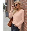 image:imageEkouaer 3 Pack Long Sleeve Shirts for Women V Neck T Shirt Fall Casual Tops Basic Base Layer Undershirts Tees 2025 SXXLBeigeBlackBrown