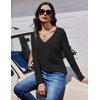 image:imageEkouaer 3 Pack Long Sleeve Shirts for Women V Neck T Shirt Fall Casual Tops Basic Base Layer Undershirts Tees 2025 SXXLBlackBlueWine Red