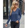 image:imageEkouaer 3 Pack Long Sleeve Shirts for Women V Neck T Shirt Fall Casual Tops Basic Base Layer Undershirts Tees 2025 SXXLBlackBlueWine Red