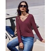 image:imageEkouaer 3 Pack Long Sleeve Shirts for Women V Neck T Shirt Fall Casual Tops Basic Base Layer Undershirts Tees 2025 SXXLBlackGreenWine Red