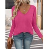 image:imageEkouaer 3 Pack Long Sleeve Shirts for Women V Neck T Shirt Fall Casual Tops Basic Base Layer Undershirts Tees 2025 SXXLBlackWhiteHot Pink