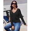 image:imageEkouaer 3 Pack Long Sleeve Shirts for Women V Neck T Shirt Fall Casual Tops Basic Base Layer Undershirts Tees 2025 SXXLBlackWine RedCaramel