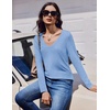 image:imageEkouaer 3 Pack Long Sleeve Shirts for Women V Neck T Shirt Fall Casual Tops Basic Base Layer Undershirts Tees 2025 SXXLLight BlueGreenPink