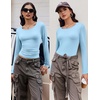 image:imageEkouaer Long Sleeve Shirts for Women 3 Pack Scoop Neck Fitted Tops Thermal Undershirt Stretch Base Layer Soft TeeBlackBlueWhite
