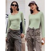image:imageEkouaer Long Sleeve Shirts for Women 3 Pack Scoop Neck Fitted Tops Thermal Undershirt Stretch Base Layer Soft TeeBlackRedGreen
