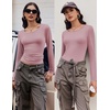 image:imageEkouaer Long Sleeve Shirts for Women 3 Pack Scoop Neck Fitted Tops Thermal Undershirt Stretch Base Layer Soft TeeDirty PinkWhiteBlack