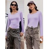 image:imageEkouaer Long Sleeve Shirts for Women 3 Pack Scoop Neck Fitted Tops Thermal Undershirt Stretch Base Layer Soft TeePurpleWhiteBlack