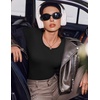 image:imageEkouaer Long Sleeve Shirts for Women 3 Pack Scoop Neck Fitted Tops Thermal Undershirt Stretch Base Layer Soft TeePurpleWhiteBlack