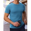 image:imageEkouaer Mens Knit TShirts Short Sleeve Casual Ribbed Shirts Lightweight Crewneck Tees Stretchy Undershirts SXXLBlue