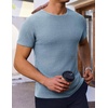 image:imageEkouaer Mens Knit TShirts Short Sleeve Casual Ribbed Shirts Lightweight Crewneck Tees Stretchy Undershirts SXXLLight Blue