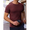 image:imageEkouaer Mens Knit TShirts Short Sleeve Casual Ribbed Shirts Lightweight Crewneck Tees Stretchy Undershirts SXXLWine Red