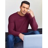 image:imageEkouaer Mens Long Sleeve Shirts Crew Neck Fleece Thermal Undershirts Midweight Sweatshirts Soft Base Layer Pullover Tee TopsDark Red