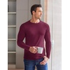 image:imageEkouaer Mens Long Sleeve Shirts Crew Neck Fleece Thermal Undershirts Midweight Sweatshirts Soft Base Layer Pullover Tee TopsDark Red