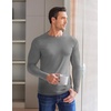image:imageEkouaer Mens Long Sleeve Shirts Crew Neck Fleece Thermal Undershirts Midweight Sweatshirts Soft Base Layer Pullover Tee TopsGrey