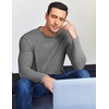 image:imageEkouaer Mens Long Sleeve Shirts Crew Neck Fleece Thermal Undershirts Midweight Sweatshirts Soft Base Layer Pullover Tee TopsGrey