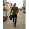image:imageEkouaer Mens Long Sleeve Shirts Ribbed Pullover Tees Sim Fit Thermal Tops Crew Neck Stretchy Undershirts S3XLArmy Green