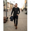 image:imageEkouaer Mens Long Sleeve Shirts Ribbed Pullover Tees Sim Fit Thermal Tops Crew Neck Stretchy Undershirts S3XLBlack