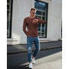 image:imageEkouaer Mens Long Sleeve Shirts Ribbed Pullover Tees Sim Fit Thermal Tops Crew Neck Stretchy Undershirts S3XLBrown