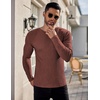 image:imageEkouaer Mens Long Sleeve Shirts Ribbed Pullover Tees Sim Fit Thermal Tops Crew Neck Stretchy Undershirts S3XLBrown