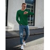 image:imageEkouaer Mens Long Sleeve Shirts Ribbed Pullover Tees Sim Fit Thermal Tops Crew Neck Stretchy Undershirts S3XLDeep Green