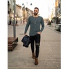 image:imageEkouaer Mens Long Sleeve Shirts Ribbed Pullover Tees Sim Fit Thermal Tops Crew Neck Stretchy Undershirts S3XLDeep Grey