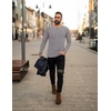 image:imageEkouaer Mens Long Sleeve Shirts Ribbed Pullover Tees Sim Fit Thermal Tops Crew Neck Stretchy Undershirts S3XLGrey