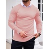 image:imageEkouaer Mens Long Sleeve Shirts Ribbed Pullover Tees Sim Fit Thermal Tops Crew Neck Stretchy Undershirts S3XLLight Pink