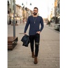 image:imageEkouaer Mens Long Sleeve Shirts Ribbed Pullover Tees Sim Fit Thermal Tops Crew Neck Stretchy Undershirts S3XLNavy Blue