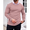 image:imageEkouaer Mens Long Sleeve Shirts Ribbed Pullover Tees Sim Fit Thermal Tops Crew Neck Stretchy Undershirts S3XLPink