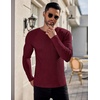 image:imageEkouaer Mens Long Sleeve Shirts Ribbed Pullover Tees Sim Fit Thermal Tops Crew Neck Stretchy Undershirts S3XLWine Red