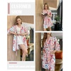 image:imageEkouaer Robes for Women Lightweight Waffle Bath Robe Soft Floral Ladies Sleepwear Loungewear SXXLWhiteseabed Printed