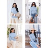 image:imageEkouaer Thermal Turtleneck Shirt Women Ribbed Long Sleeve Mock Neck Tops Slim Fit Lettuce Trim Base LayerBlue