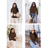 image:imageEkouaer Thermal Turtleneck Shirt Women Ribbed Long Sleeve Mock Neck Tops Slim Fit Lettuce Trim Base LayerBrown