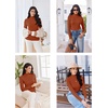 image:imageEkouaer Thermal Turtleneck Shirt Women Ribbed Long Sleeve Mock Neck Tops Slim Fit Lettuce Trim Base LayerCaramel