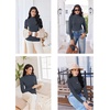 image:imageEkouaer Thermal Turtleneck Shirt Women Ribbed Long Sleeve Mock Neck Tops Slim Fit Lettuce Trim Base LayerDeep Grey
