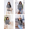 image:imageEkouaer Thermal Turtleneck Shirt Women Ribbed Long Sleeve Mock Neck Tops Slim Fit Lettuce Trim Base LayerGrey