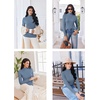 image:imageEkouaer Thermal Turtleneck Shirt Women Ribbed Long Sleeve Mock Neck Tops Slim Fit Lettuce Trim Base LayerGrey Blue