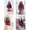 image:imageEkouaer Thermal Turtleneck Shirt Women Ribbed Long Sleeve Mock Neck Tops Slim Fit Lettuce Trim Base LayerRed