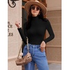 image:imageEkouaer Women 3 Pack Turtleneck Shirts Ribbed Thermal Underwear Tops Lightweight Long Sleeve Layer Tees Basic Pullover BlouseBlackDeep GreyBeige