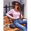 image:imageEkouaer Women Long Sleeve Shirt Scoop Neck Tops Slim Fit Basic Top Thermal Undershirts Base Layer TeePink