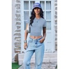 image:imageEkouaer Women Short Sleeve Shirts Lightweight Thermal Tops Ribbed Knitted Outfit Tees Soft Crew Neck Undershirt Basic ClothesBaby Blue