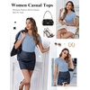 image:imageEkouaer Women Short Sleeve Shirts Lightweight Thermal Tops Ribbed Knitted Outfit Tees Soft Crew Neck Undershirt Basic ClothesBaby Blue