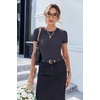 image:imageEkouaer Women Short Sleeve Shirts Lightweight Thermal Tops Ribbed Knitted Outfit Tees Soft Crew Neck Undershirt Basic ClothesDark Gray