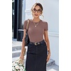 image:imageEkouaer Women Short Sleeve Shirts Lightweight Thermal Tops Ribbed Knitted Outfit Tees Soft Crew Neck Undershirt Basic ClothesGray