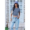 image:imageEkouaer Women Short Sleeve Shirts Lightweight Thermal Tops Ribbed Knitted Outfit Tees Soft Crew Neck Undershirt Basic ClothesGray Blue